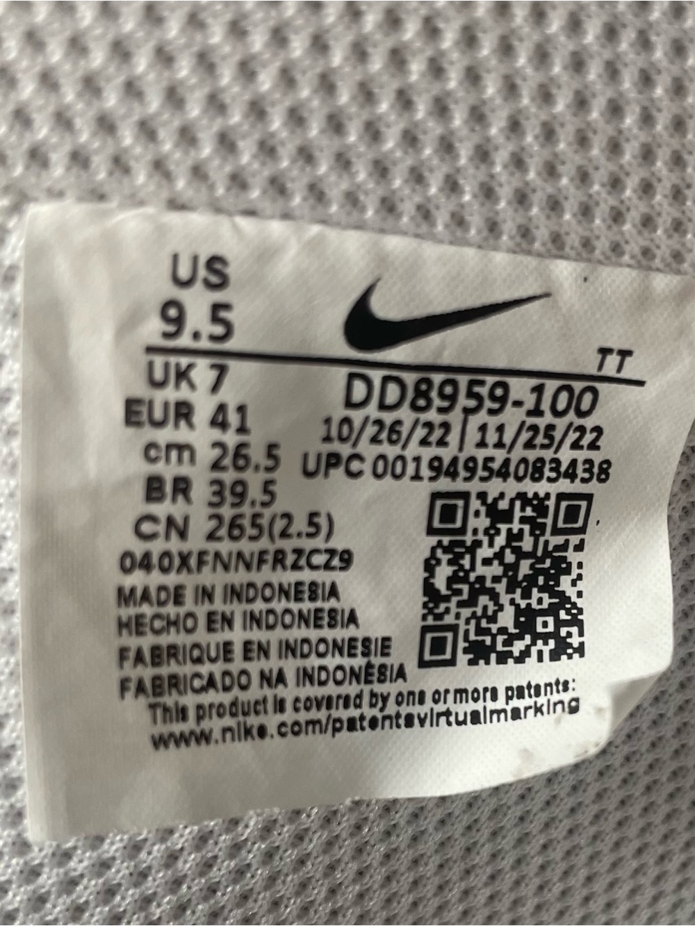 Nike Air Force 1 Women’s Sneakers White Size  US 9.5 EUR 41 CM 26.5 Authentic - Picture 7 of 7